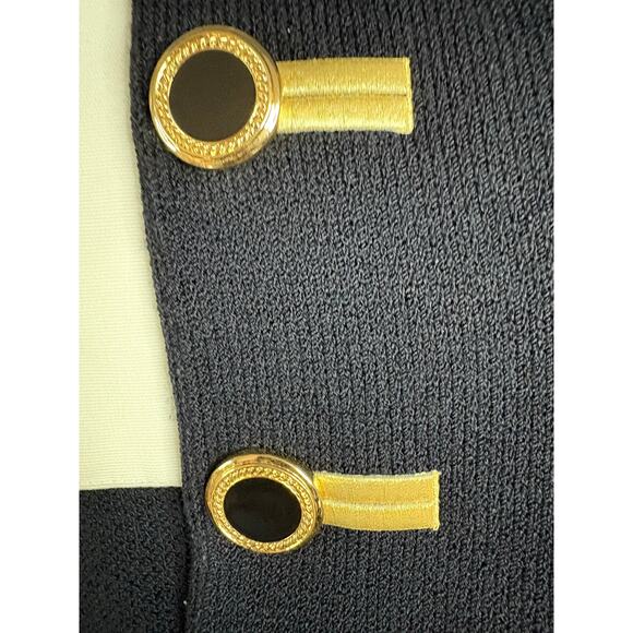 Rare St John Collection Marie Gray 2 pc Knit Suit Jacket Skirt Sz 14 Black Gold - Picture 4 of 13